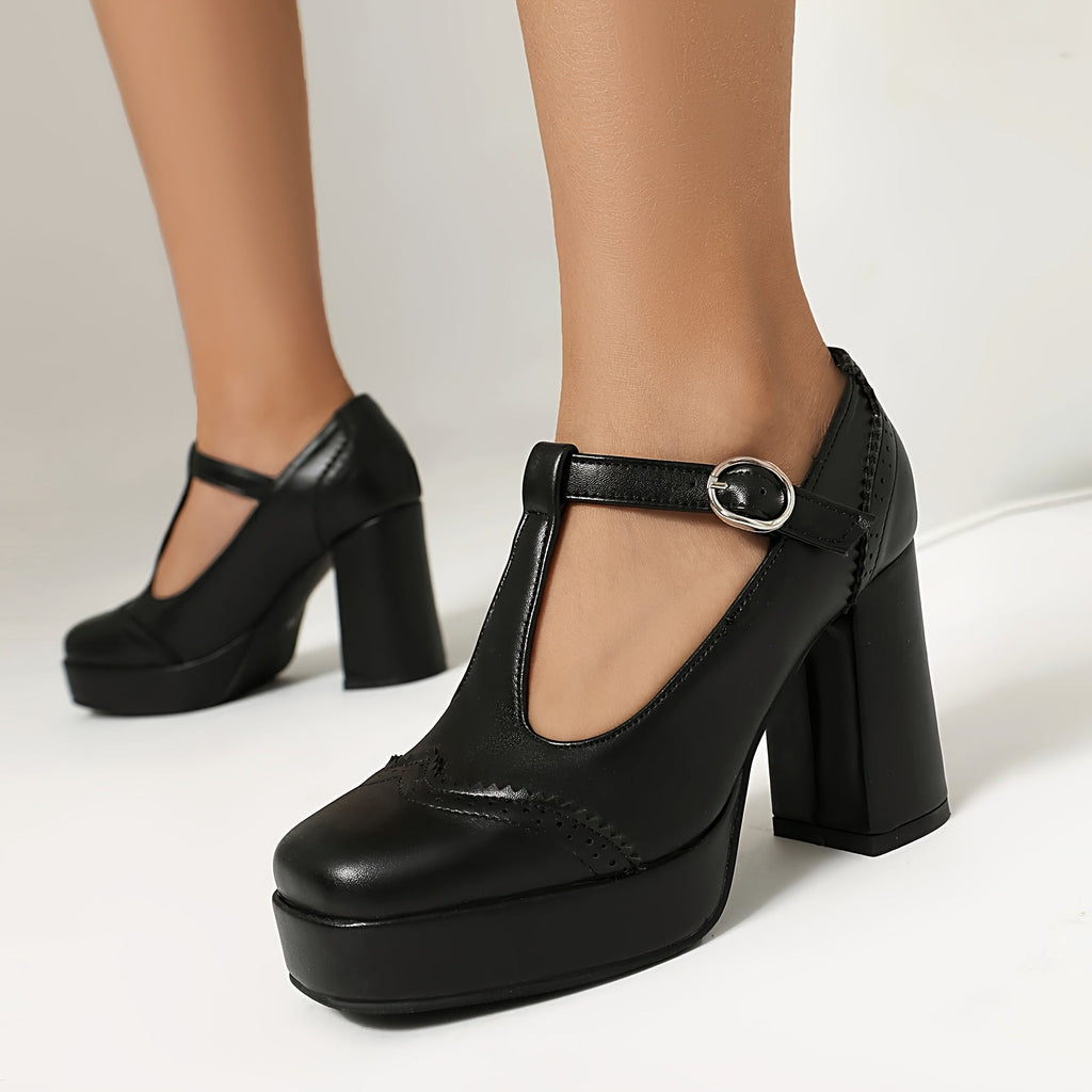 Isabela | Tacones retro de plataforma con hebilla y confort todo el día