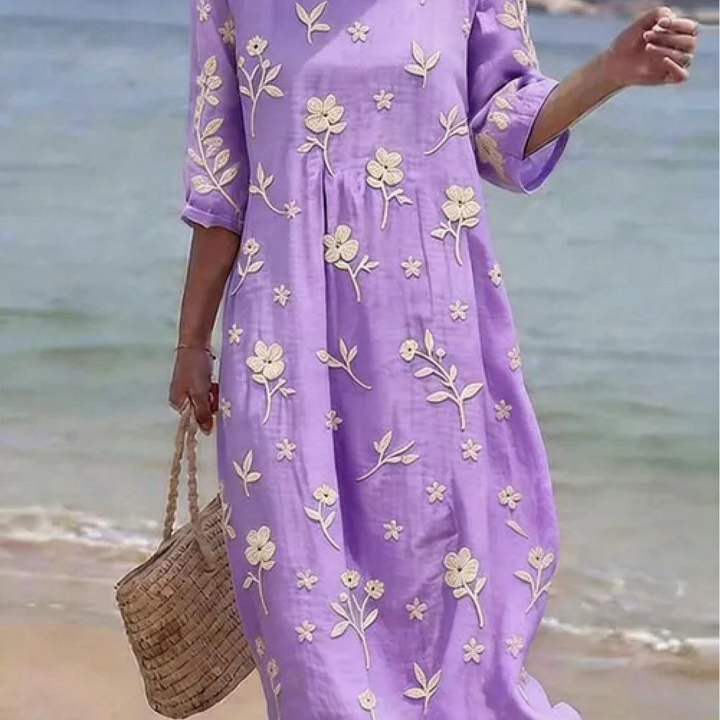 Ella | Vestido bordado de manga media