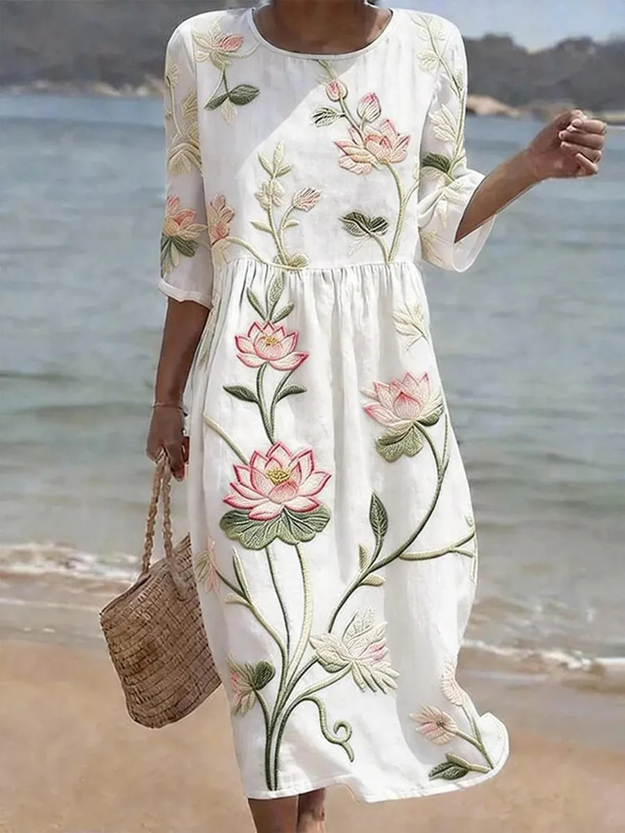 Kayla | Vestido de Impresión de Plantas y Flores