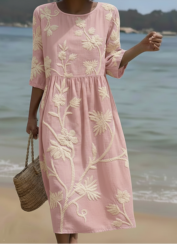 Phoebe | Vestido Midi con Estampado de Plantas y Flores