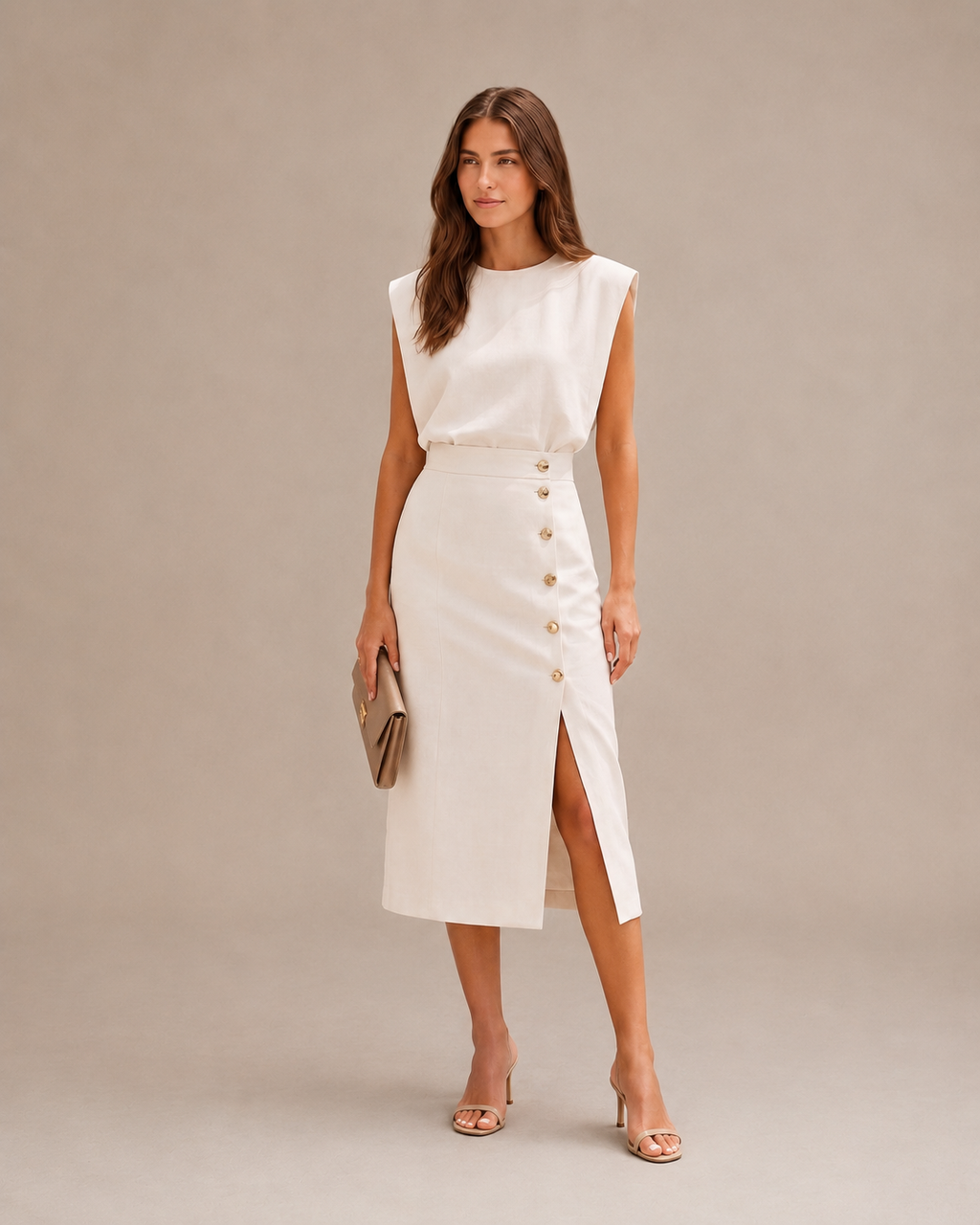 Vestido Midi Asimétrico Con Mangas Cortas
