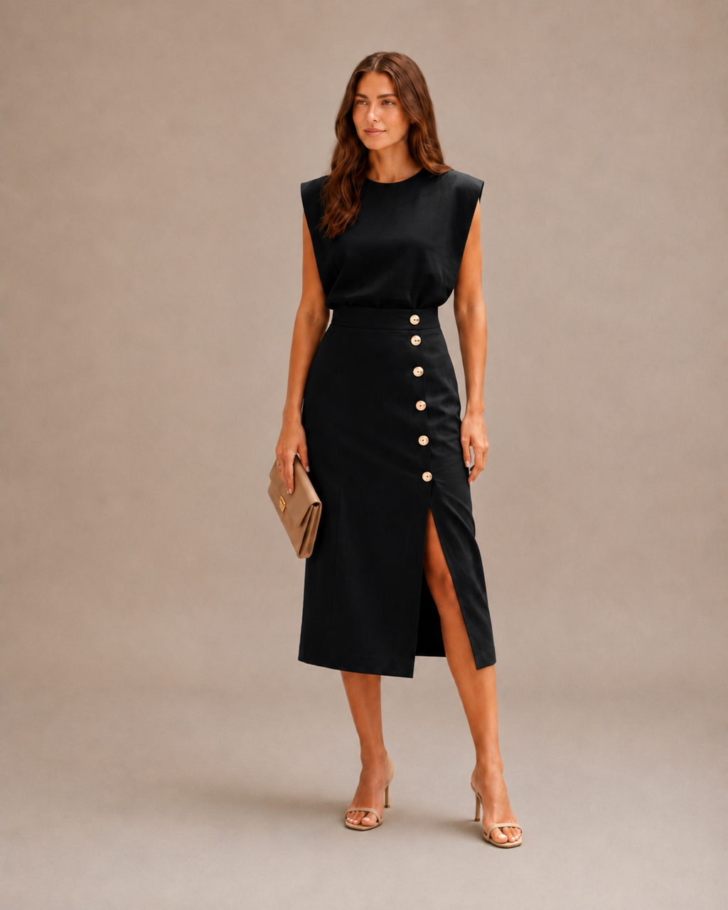 Vestido Midi Asimétrico Con Mangas Cortas