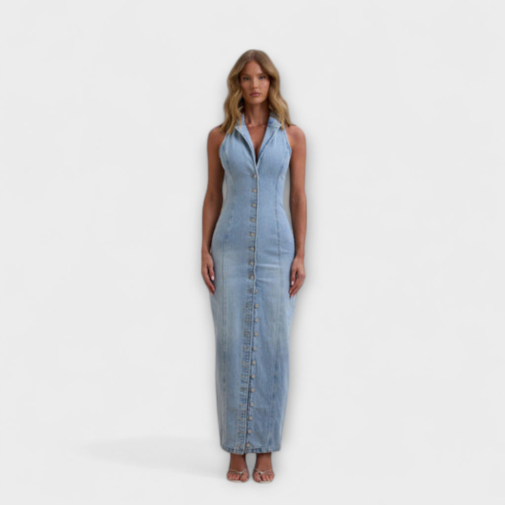 Lacey - Vestido maxi de denim con lavado delicado