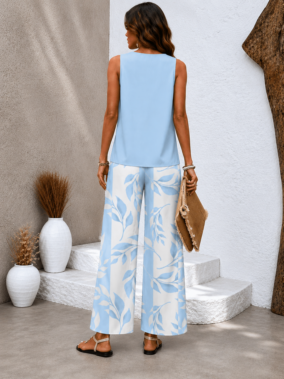 Conjunto Riviera Azul | Blusa + Pantalón