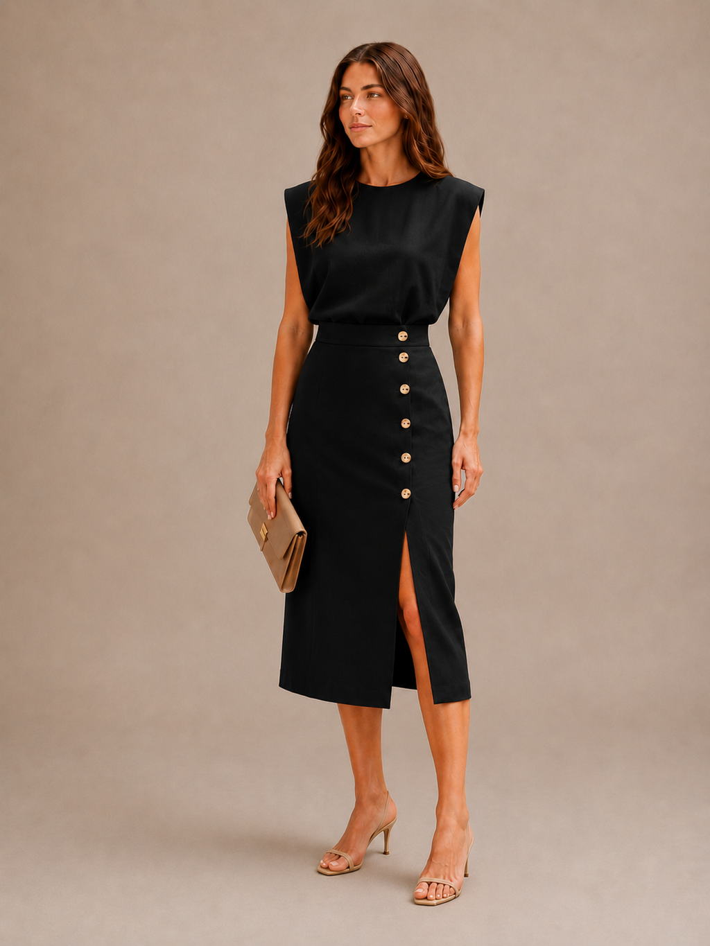 Vestido Midi Asimétrico Con Mangas Cortas