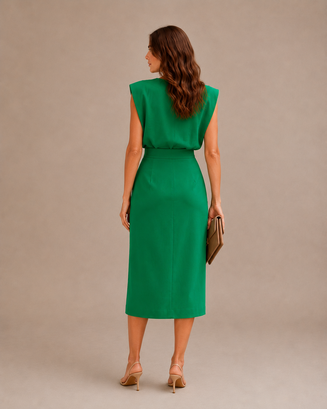 Vestido Midi Asimétrico Con Mangas Cortas