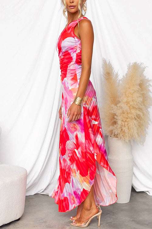 Vestido Celeste Vibrante Tropical de Noche