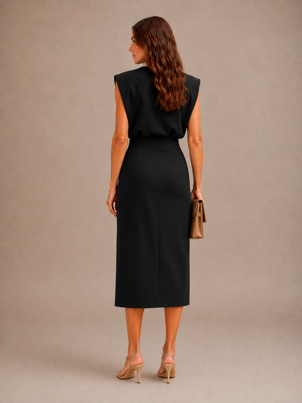 Vestido Midi Asimétrico Con Mangas Cortas