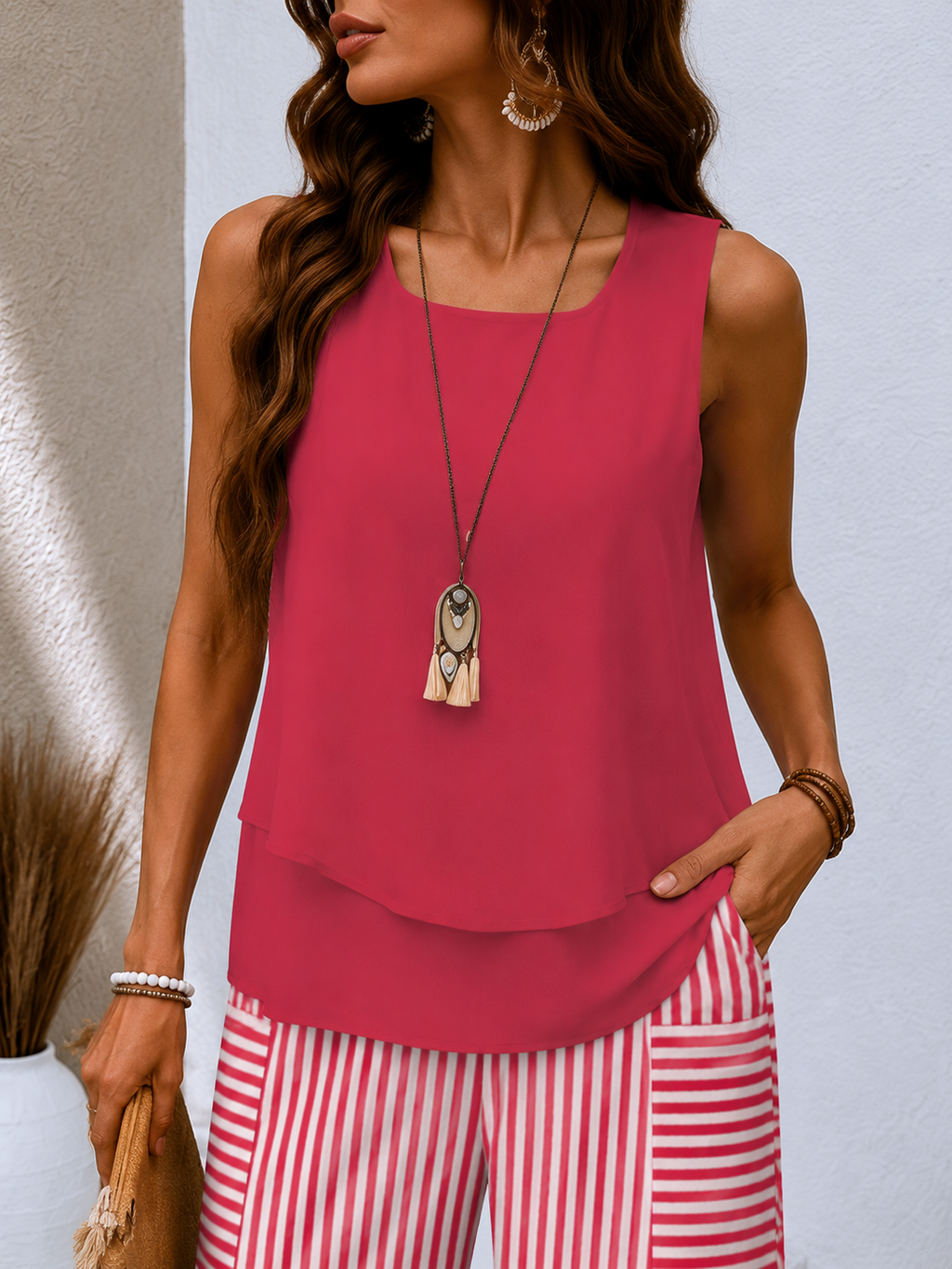 Conjunto Luxe Fresa | Blusa + Pantalón