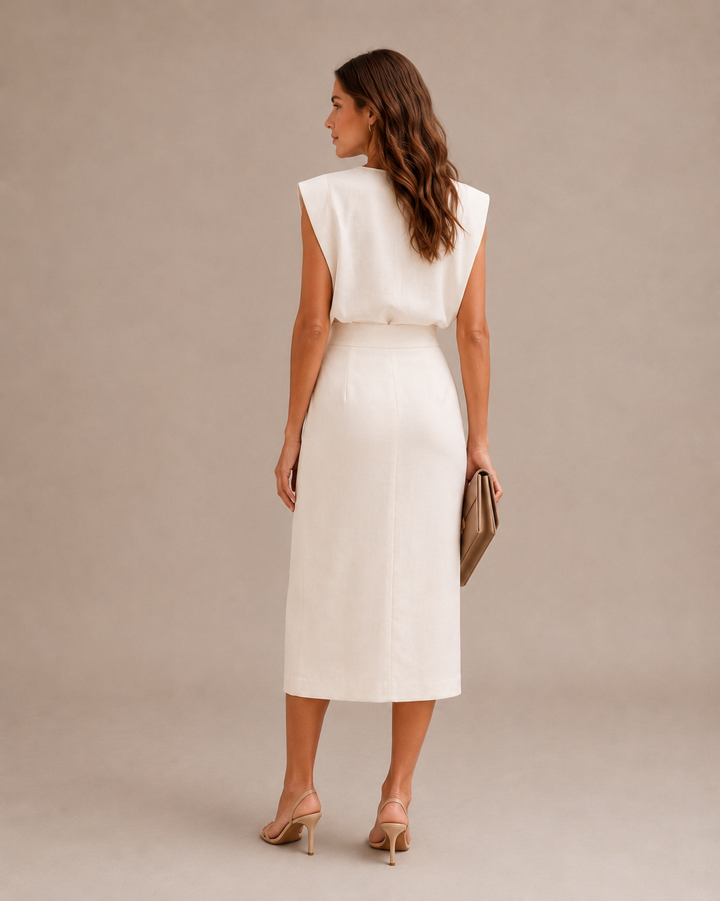 Vestido Midi Asimétrico Con Mangas Cortas