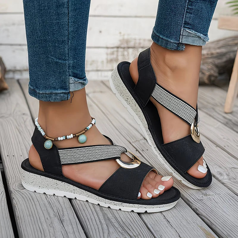 Marlenia | Sandalias Planas con Hebilla de Metal