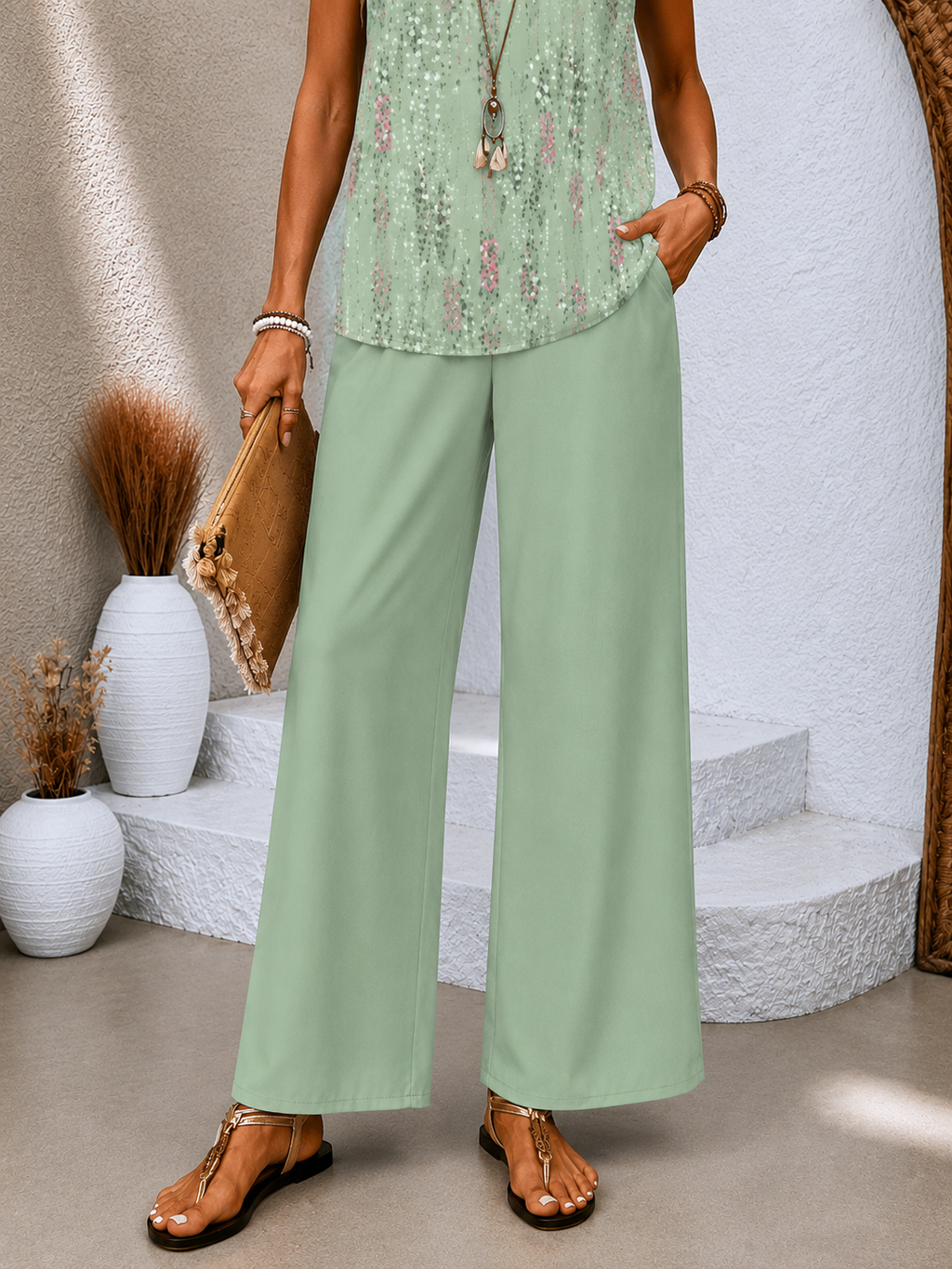 Conjunto Luxe Menta | Blusa + Pantalón
