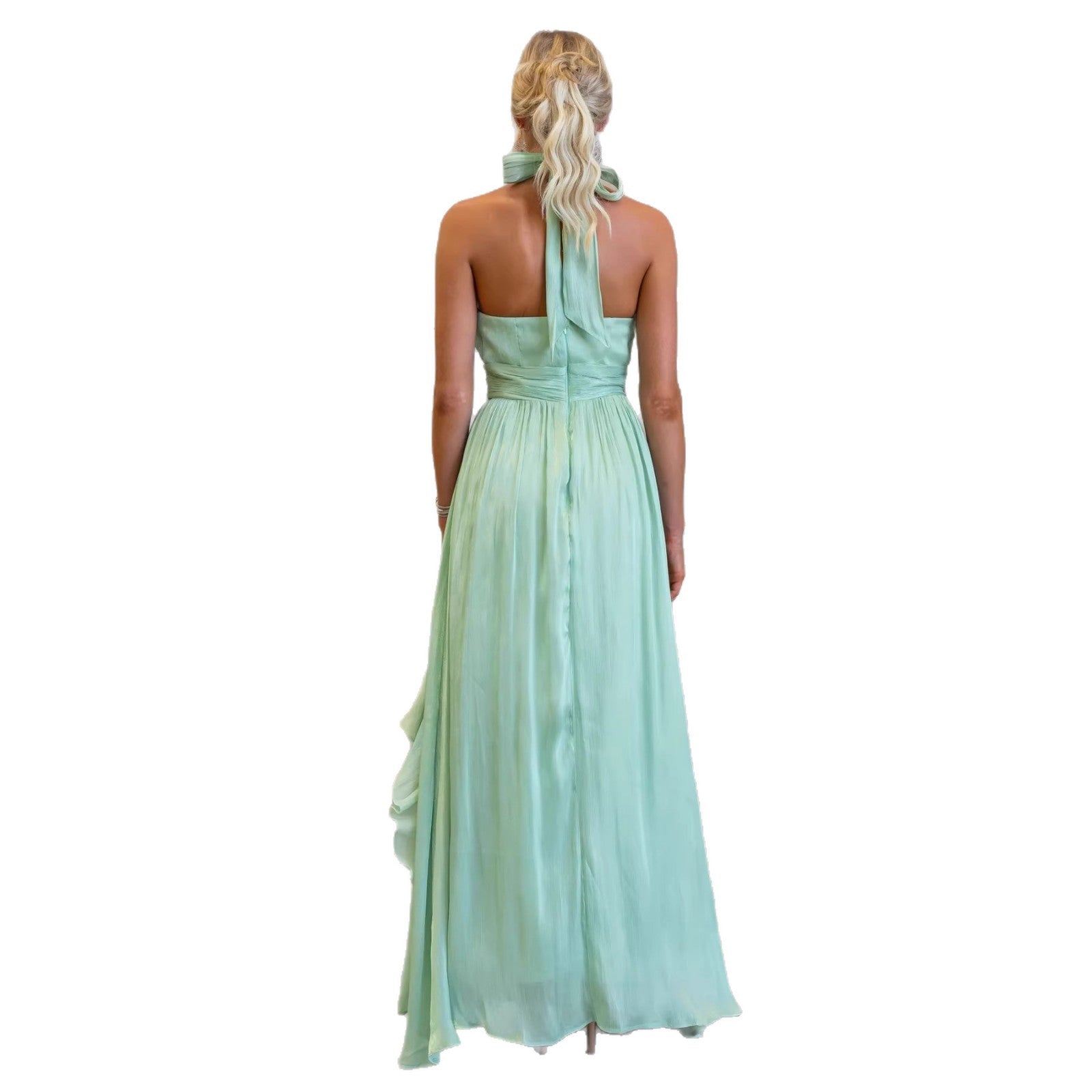 Vestido Maxi Halter Rizado Celestia