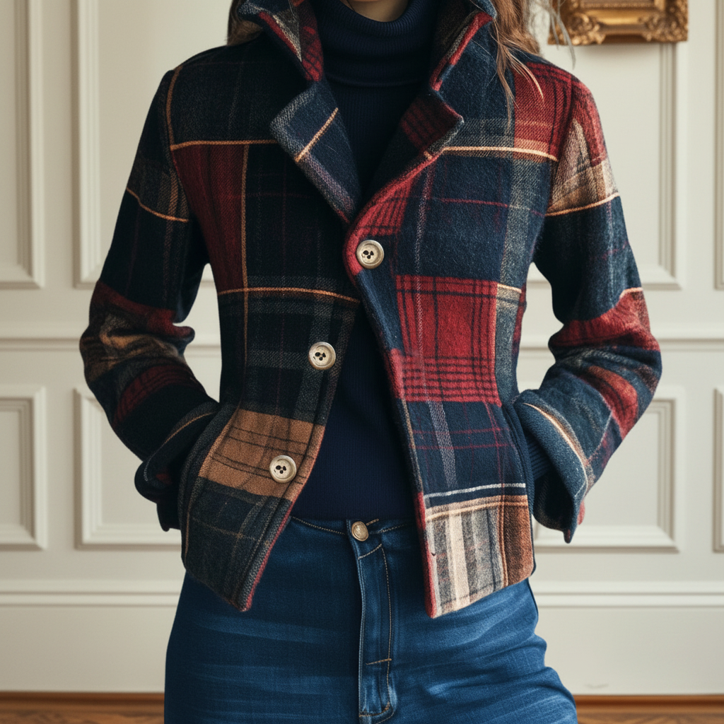 Maite | Chaqueta de Lana a Cuadros Clásica