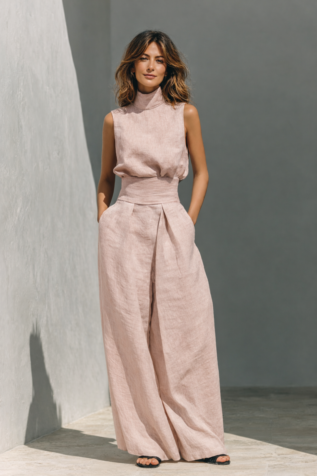 Maria™ | Conjunto de camiseta y pantalones anchos de algodón y lino