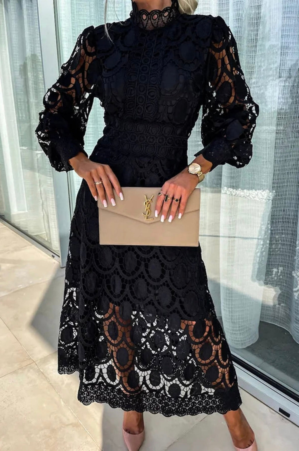Eloah™ | Vestido Midi de Encaje Elegante