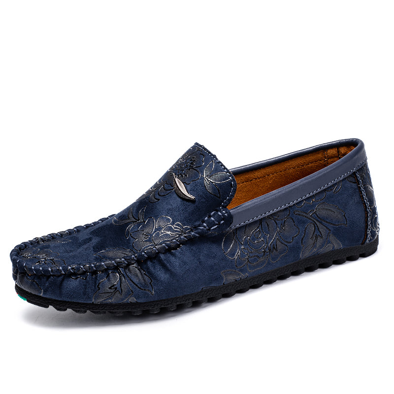 Mocasines florales de piel