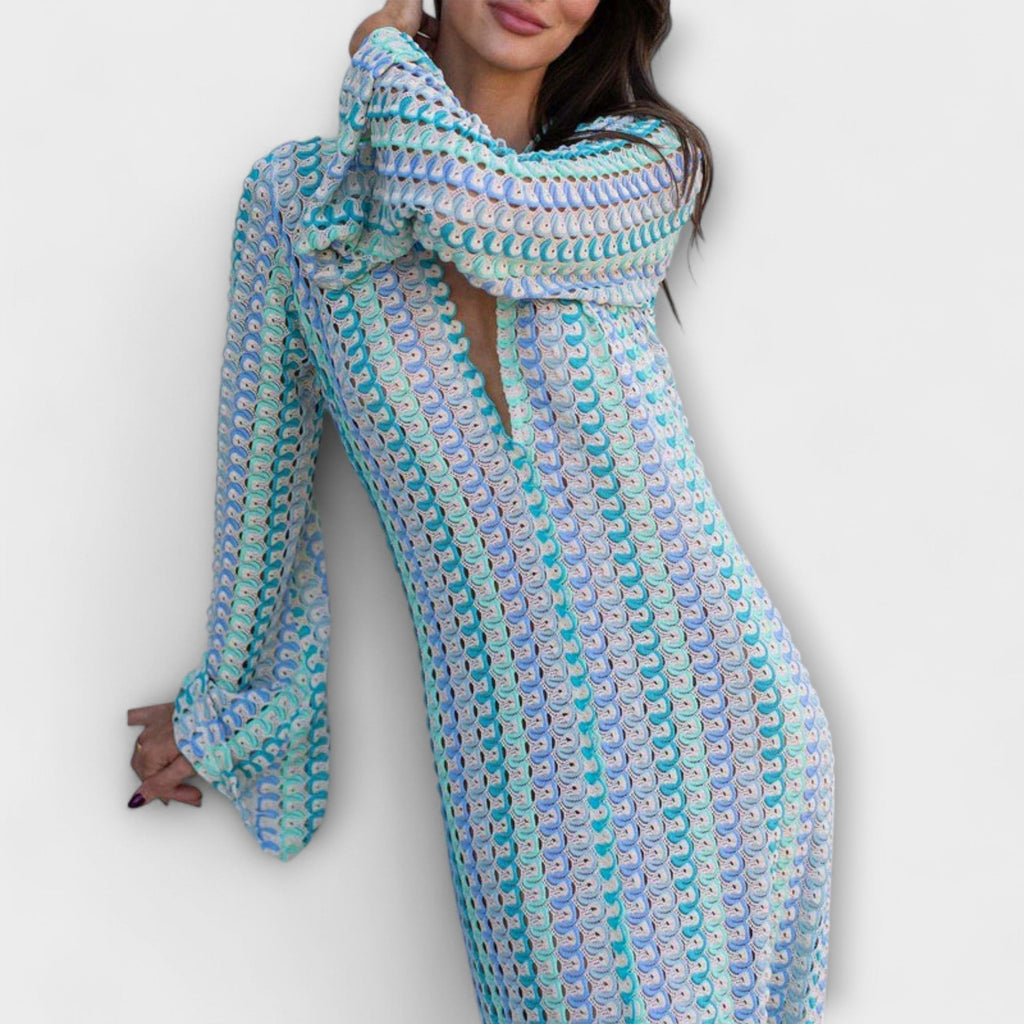 Elina – Vestido maxi con escote en V y un toque de vacaciones