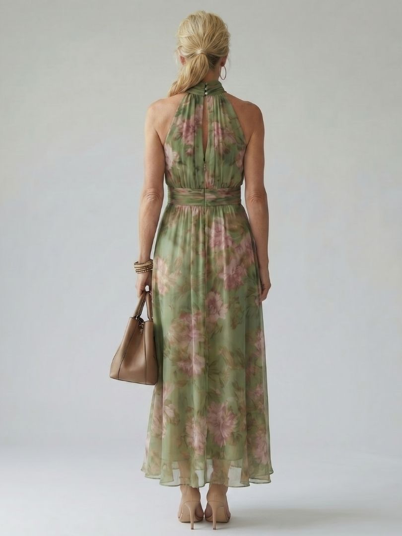 Sofía™ | Vestido midi con cuello halter