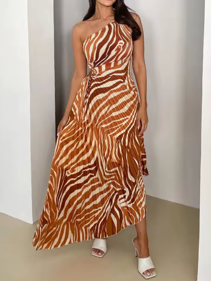 Vestido Celeste Vibrante Tropical de Noche