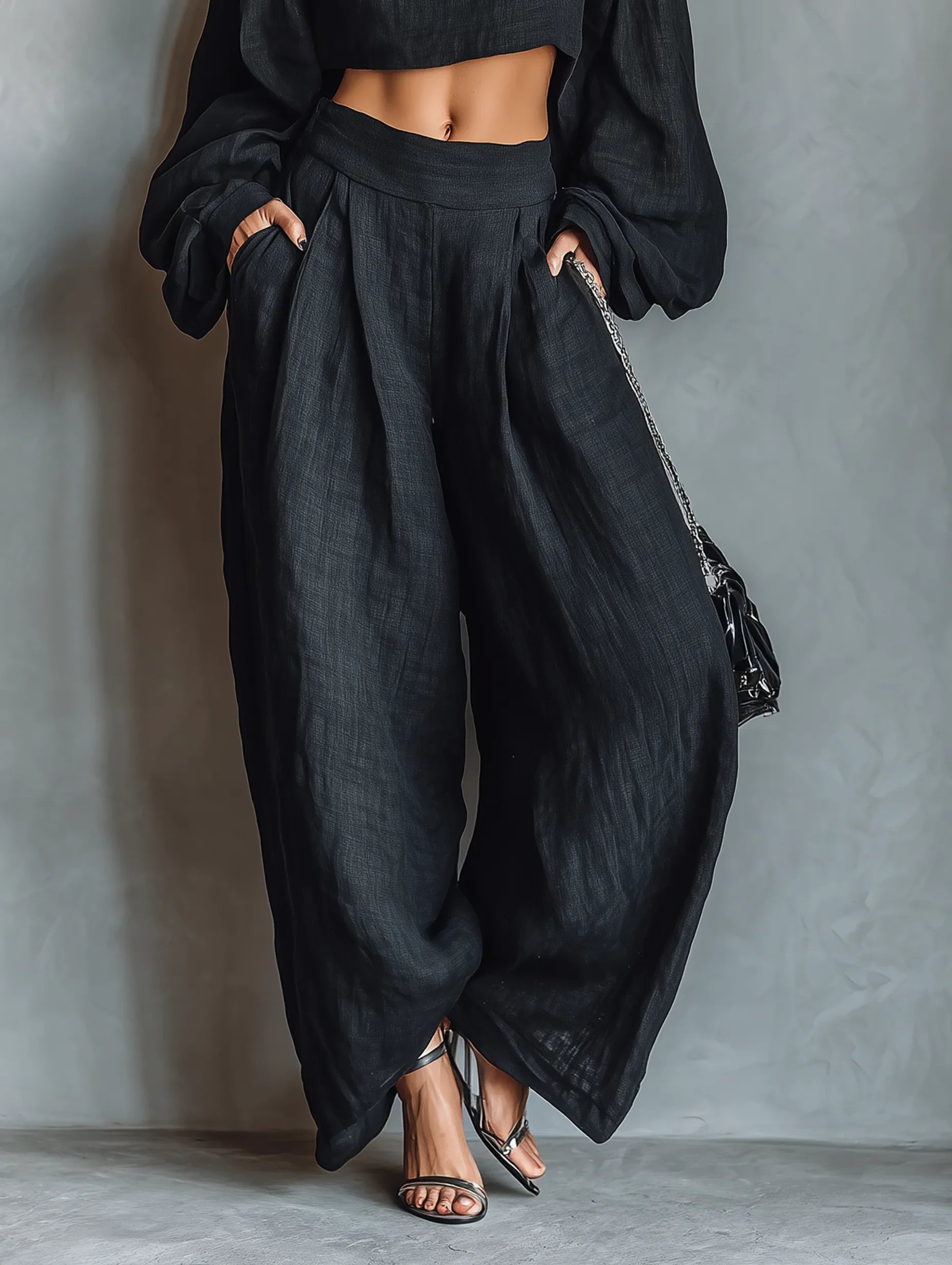 Tess™ | Conjunto de hombros al descubierto con pantalón ancho