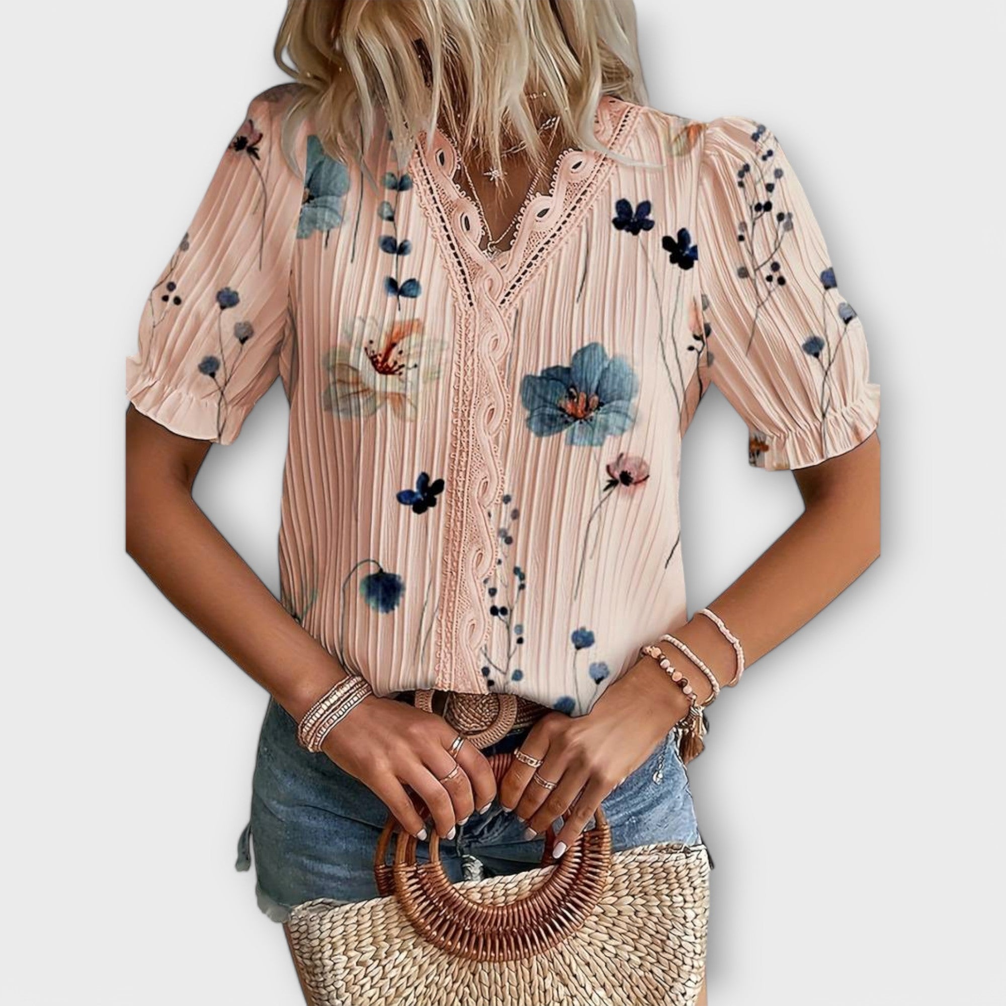 Emily - Blusa de moda con escote en V