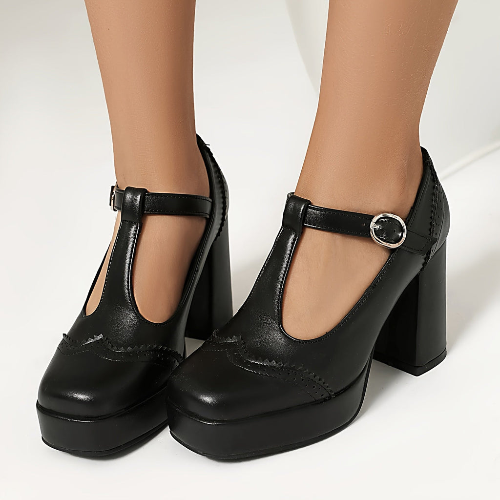 Isabela | Tacones retro de plataforma con hebilla y confort todo el día