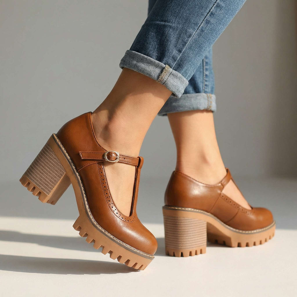 Jazmín - Tacones Mary Jane con Correa T Ancha