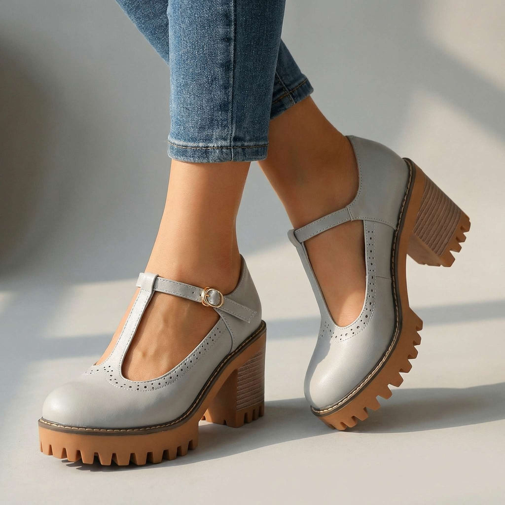 Jazmín - Tacones Mary Jane con Correa T Ancha