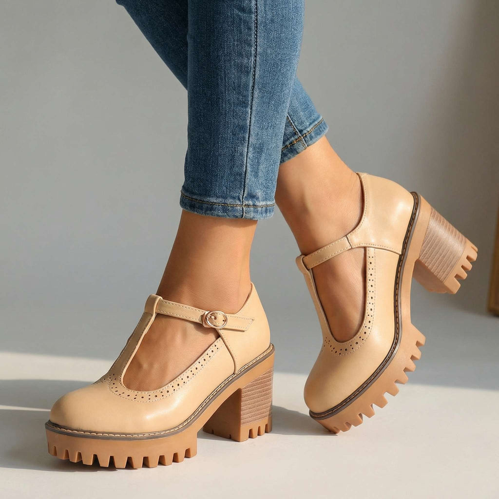 Jazmín - Tacones Mary Jane con Correa T Ancha