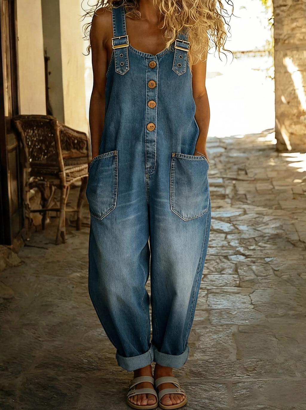 Juul | Mono de denim con tirantes ajustables