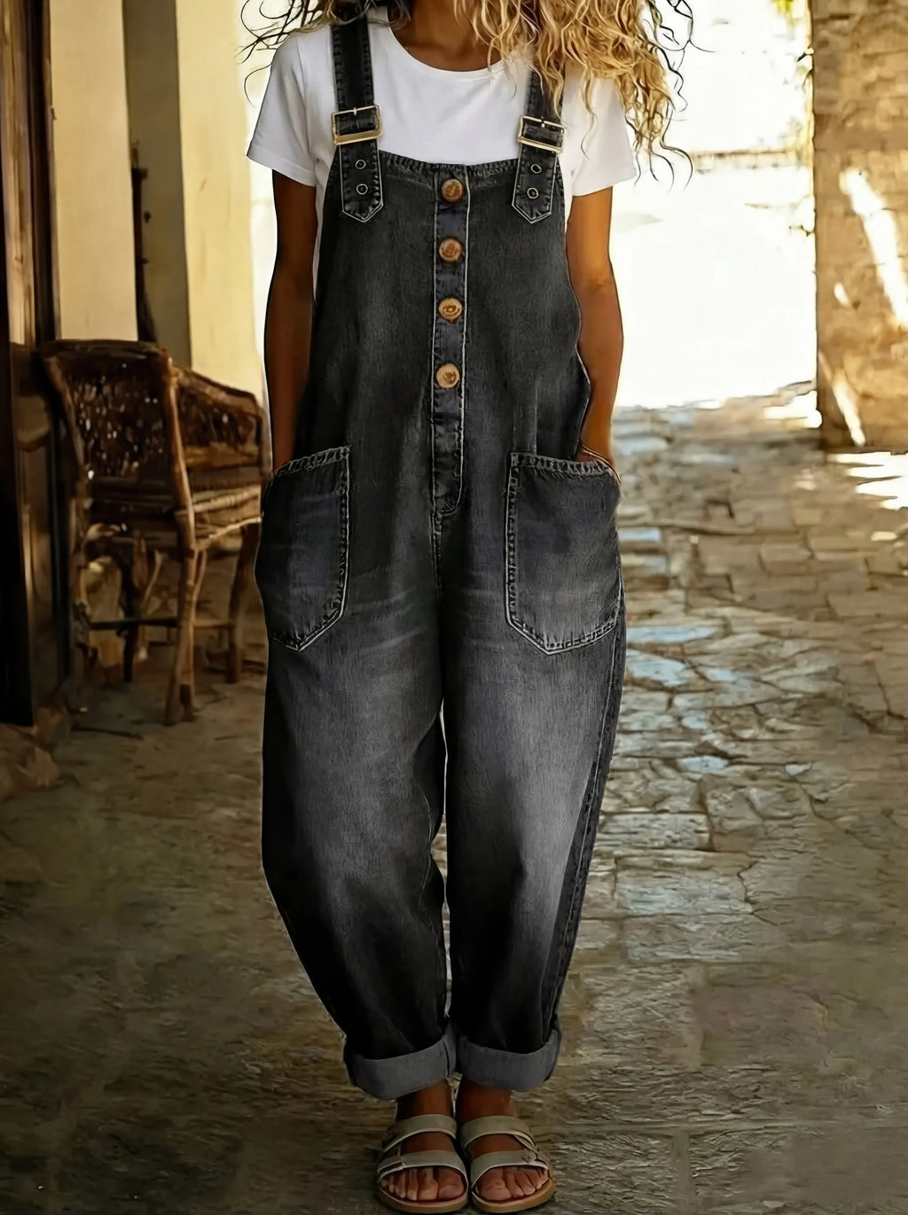 Juul | Mono de denim con tirantes ajustables