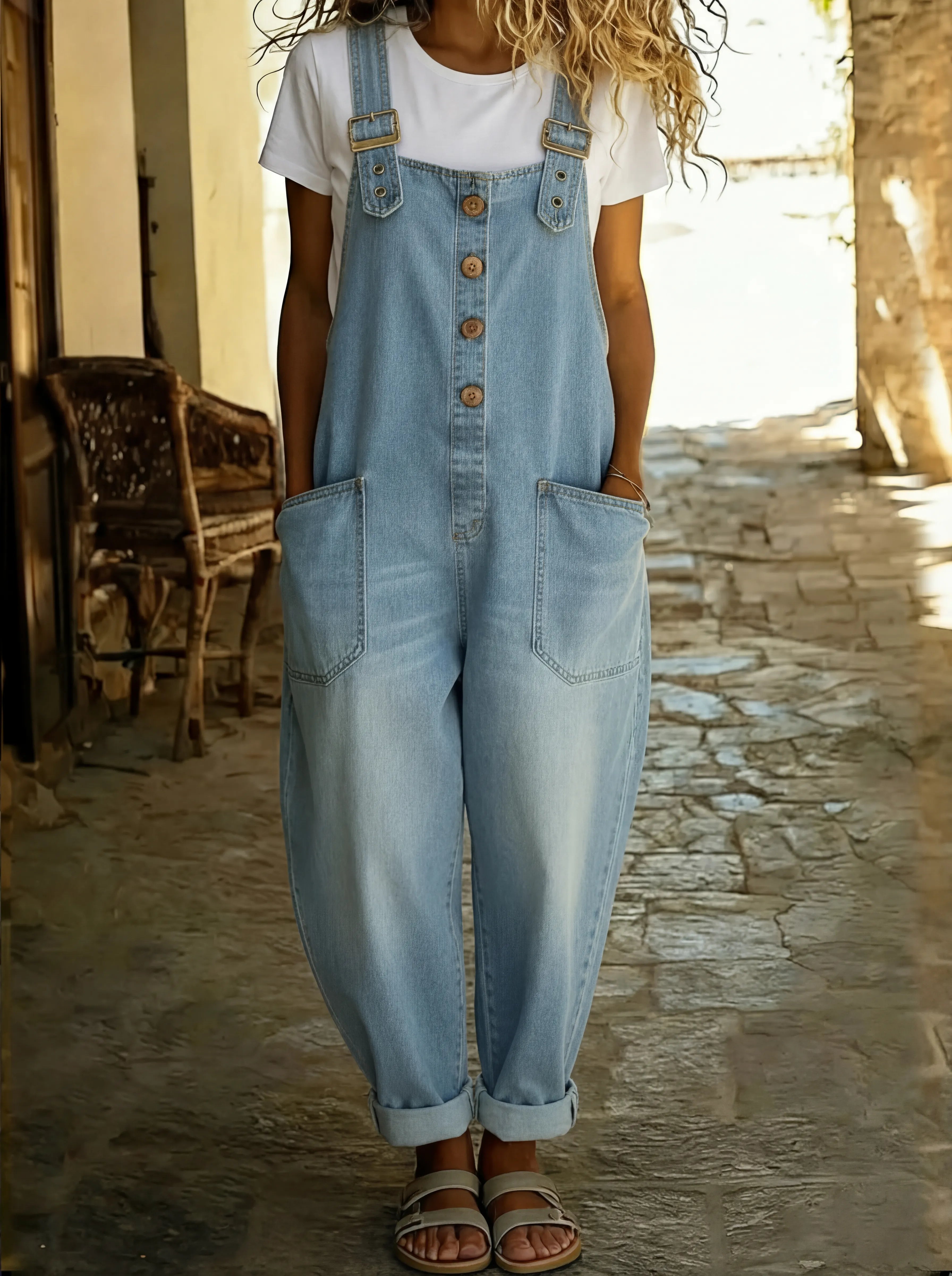Juul | Mono de denim con tirantes ajustables