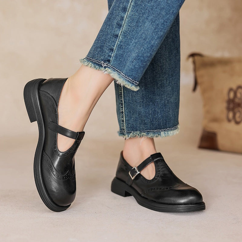 Mattea | Elegantes Mary Janes Hechas De Cuero