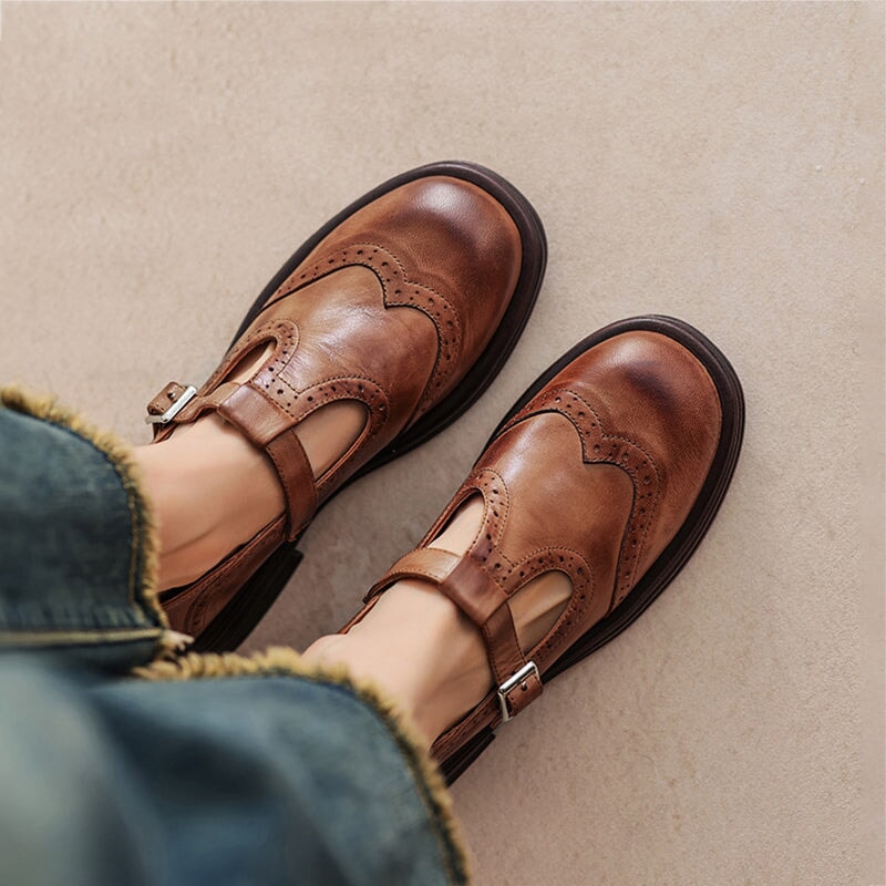 Mattea | Elegantes Mary Janes Hechas De Cuero
