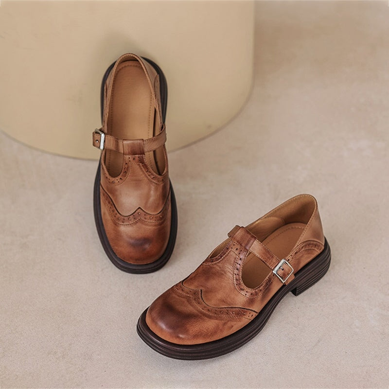 Mattea | Elegantes Mary Janes Hechas De Cuero