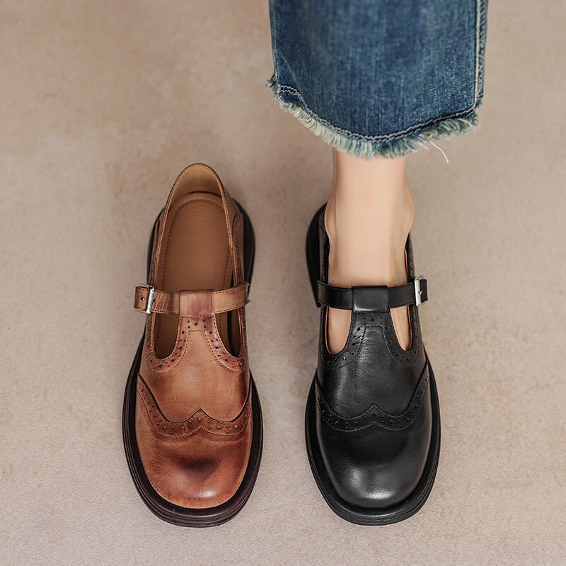 Mattea | Elegantes Mary Janes Hechas De Cuero